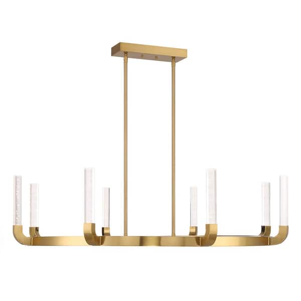 Savoy House Breegan Jane by Savoy House Del Mar 8-Light Warm Brass Integrated LED Chandelier with Clear Seeded Acrylic Batons