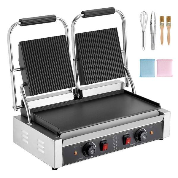3600W Commercial Panini Press, Electric Double Sandwich Maker, Stainless Steel Press with Temp Control, 19 x 9 in. Plate