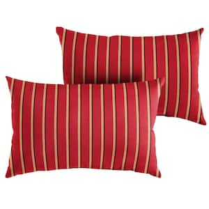 Sunbrella Red Gold Stripe Rectangular Outdoor Knife Edge Lumbar Pillows (2-Pack)