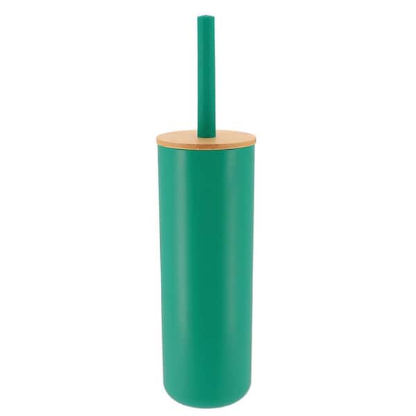 EVIDECO French home goods Green Toilet Brush and Holder Set Padang with Bamboo Top - Stylish Bathroom Cleaning Solution for Modern Homes