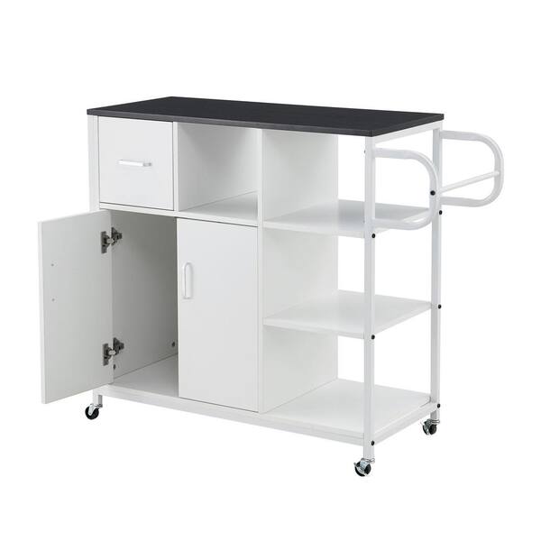 Costway Rolling Kitchen White Slim Storage Cart Mobile Shelving Organizer  with Handle JV10220WH - The Home Depot