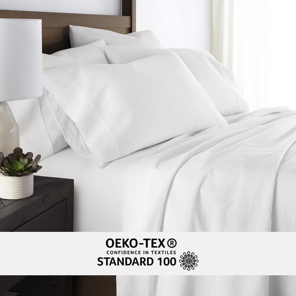 California King White Cotton Sheet Set