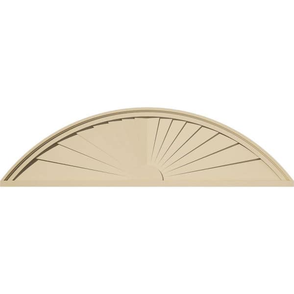 50 in. W x 13-1/2 in. H x 2 in. P Segment Arch Sunburst Signature Urethane Pediment, Primed Tan