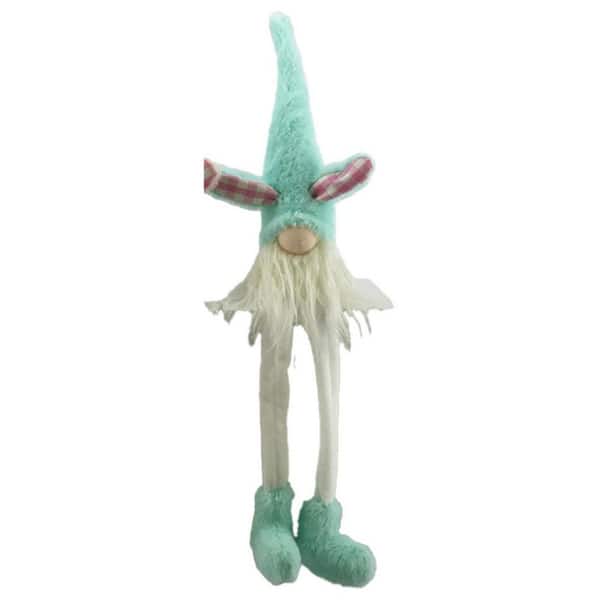 HomeRoots Jute Blue and White Fabric Easter Bunny Gnome