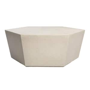 41 in. Beige Hexagon Terrazzo Concrete Outdoor Patio Coffee Table