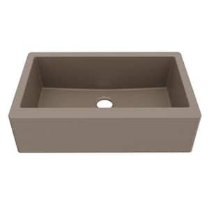 Farmhouse/Apron-Front Quartz/Granite Composite 34 in. Single Bowl Kitchen Sink in Concrete