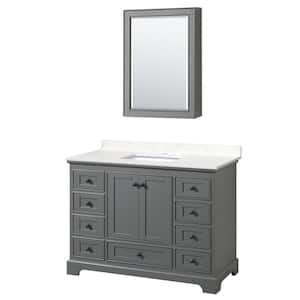 Deborah 48 in. W x 22 in. D x 35 in. H Single Bath Vanity in Dark Gray with Carrara Cultured Marble Top and Mirror