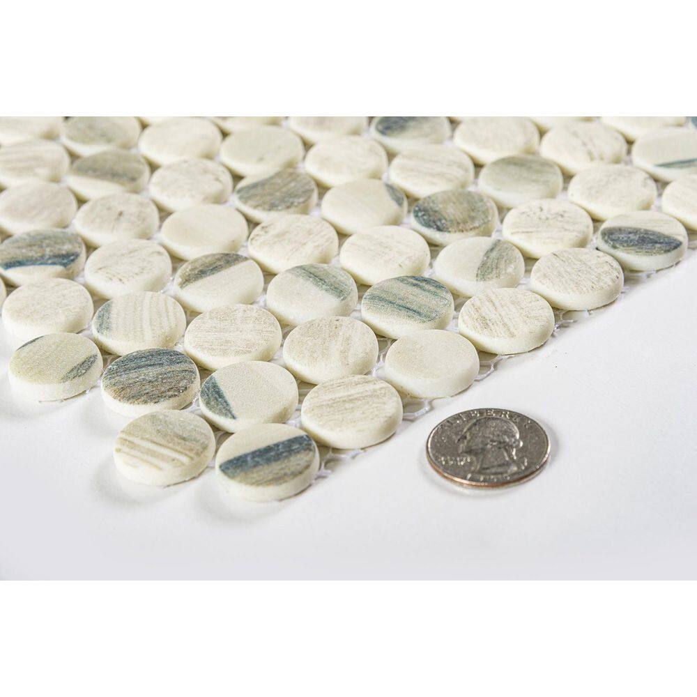 Pi Gray 4x8 Matte Glass Penny Mosaic Tile