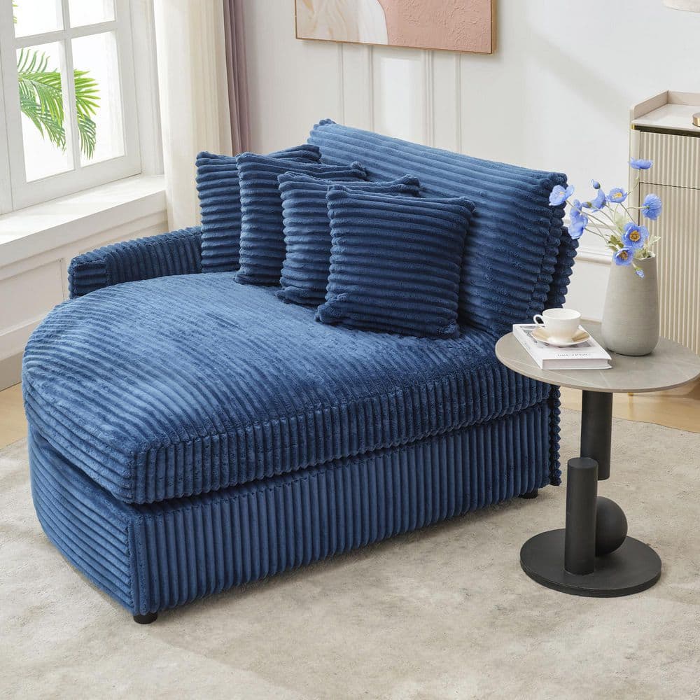Navy Corduroy Upholstered Velvet Left Side Chaise Lounge with Pillow price history on PriceWatchPro