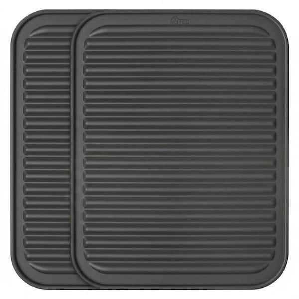 Silicone Dark Grey Pizza Accessory Trivet Heat Resistant Non-Slip Dish Drying Mat for Kitchen Counter (Set of 2)
