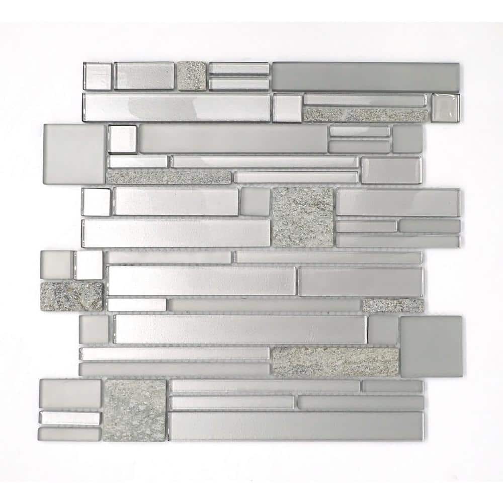 Spirit Gray Geometric Glass Mosaic Tile 12x12