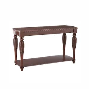 Antoinette 55 in. Cherry Standard Rectangle Wood Console Table with Storage