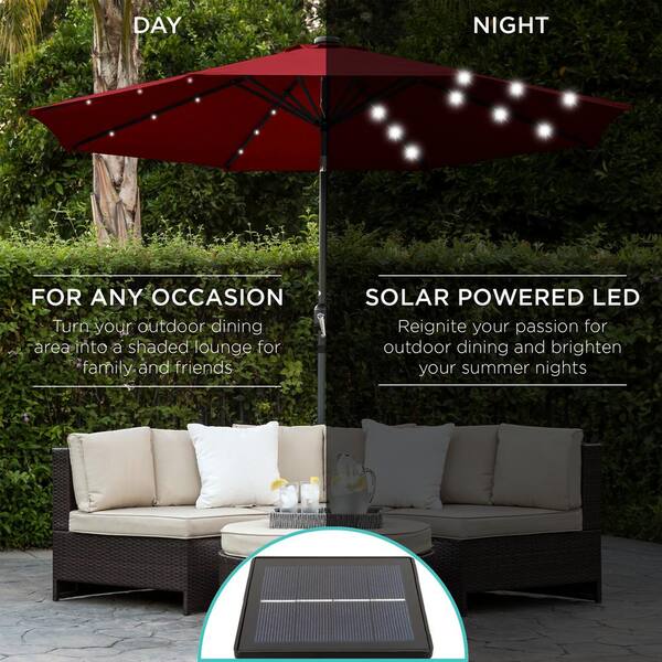 BCP 8FT Solar LED Lighted Patio Umbrella w/ Tilt Adjustment Fade-Resistance 