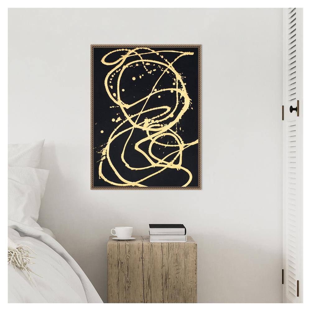 Large Gold and Black Abstract Canvas Framed Wall Art