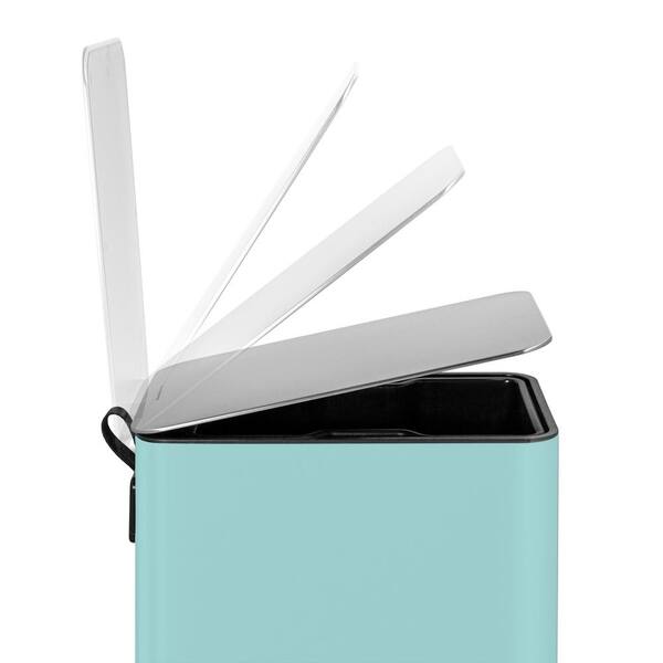 QUALIAZERO 2.6 Gal. Aqua Haze Stainless Steel Trash Can