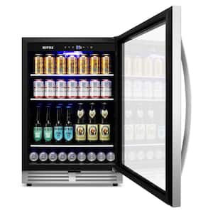 23.42 in. Single Zone 190 Can Beverage Cooler Refrigerator Built-in/Freestanding Silver Stainless Steel