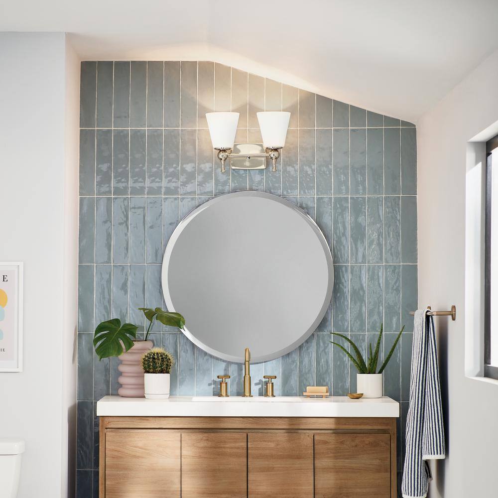 Polished Nickel 2-Light Vanity with Satin Etched Glass