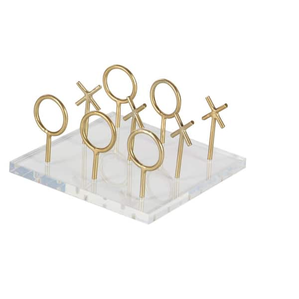 CosmoLiving by Cosmopolitan Gold Acrylic Tic Tac Toe Game Set with