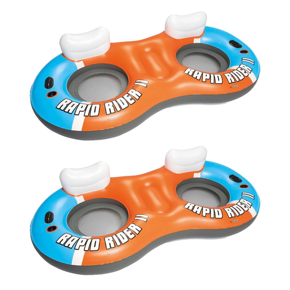 Bestway Rapid Rider Yellow or Blue/Orange 95 in. PVC Inflatable 2 Person River Raft Tube (2 Pack) -  2 x 43113E-BW