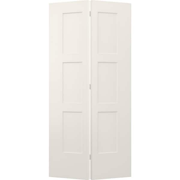 JELD-WEN 36 in. x 80 in. 3 Panel Birkdale Primed Smooth Hollow Core Molded Composite Interior Closet Bi-fold Door