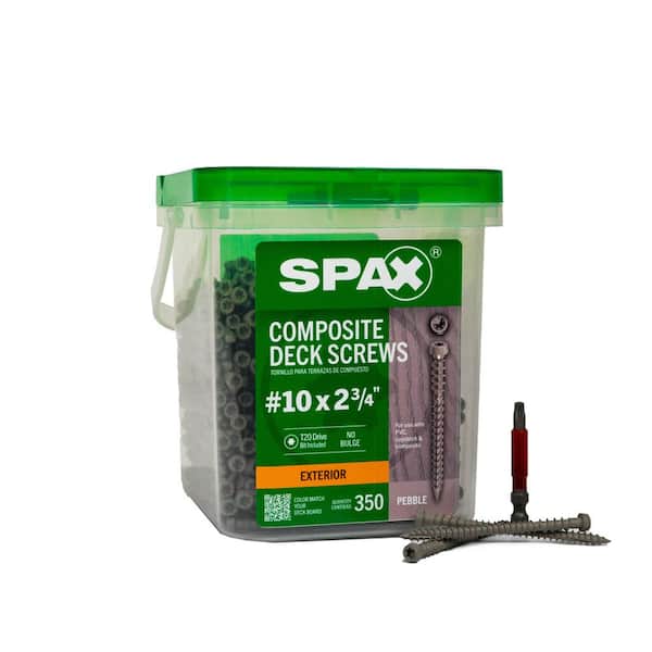 SPAX #10 x 2-3/4 in. Exterior Cylindric Head Composite Deck Screws Pebble Torx T-Star (350 Each) 5 LB Bit Included