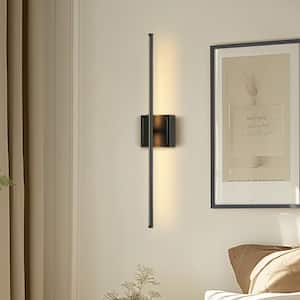 350° Rotate Black Dimmable Wireless Integrated LED Wall Sconce with Remote, Sconce Wall Decor for Living Room(2-Pack)