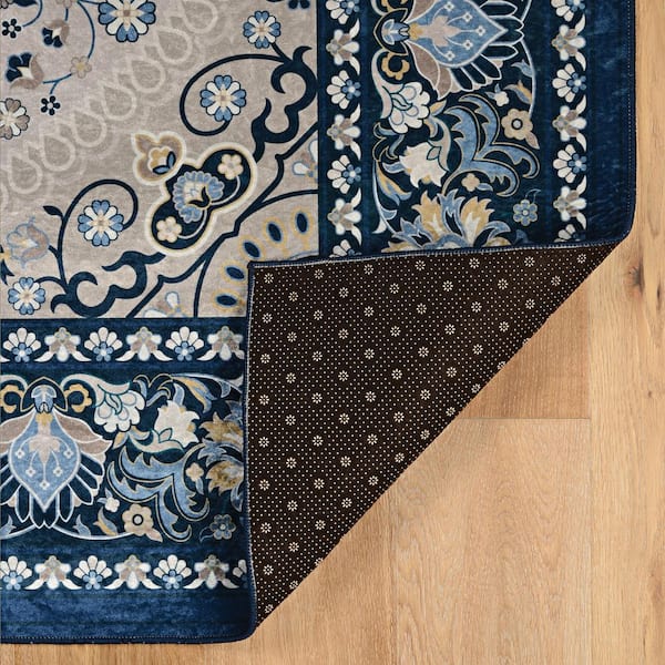 Echelon Sasha Cream/Blue 6 ft. 7 in. x 9 ft. 7 in. Area Rug