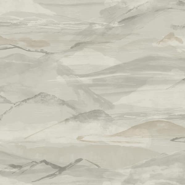Chesapeake 20.50 in. W x 396 in. L Grey Bozeman Mountains Wallpaper Sample