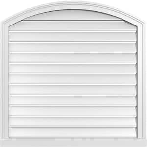 34 in. x 42 in. Arch Top Surface Mount PVC Gable Vent: Decorative with Brickmould Sill Frame