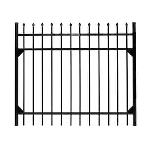 Athens 5 ft. W x 4 ft. H Gloss Black Aluminum Pressed Spear Design Fence Gate