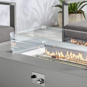 50 in. x 16 in. Outdoor Aluminum Rectangular Gas Fire Pit Table with Tank Holder