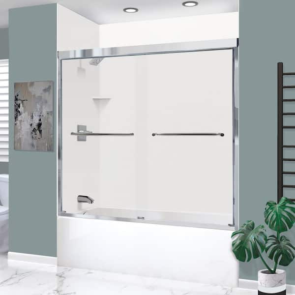 Expressions 60 in. L x 36 in. W x 72 in. H Rectangular Tub/ Shower Combo Unit with Clear Glass Door Left Drain Chrome