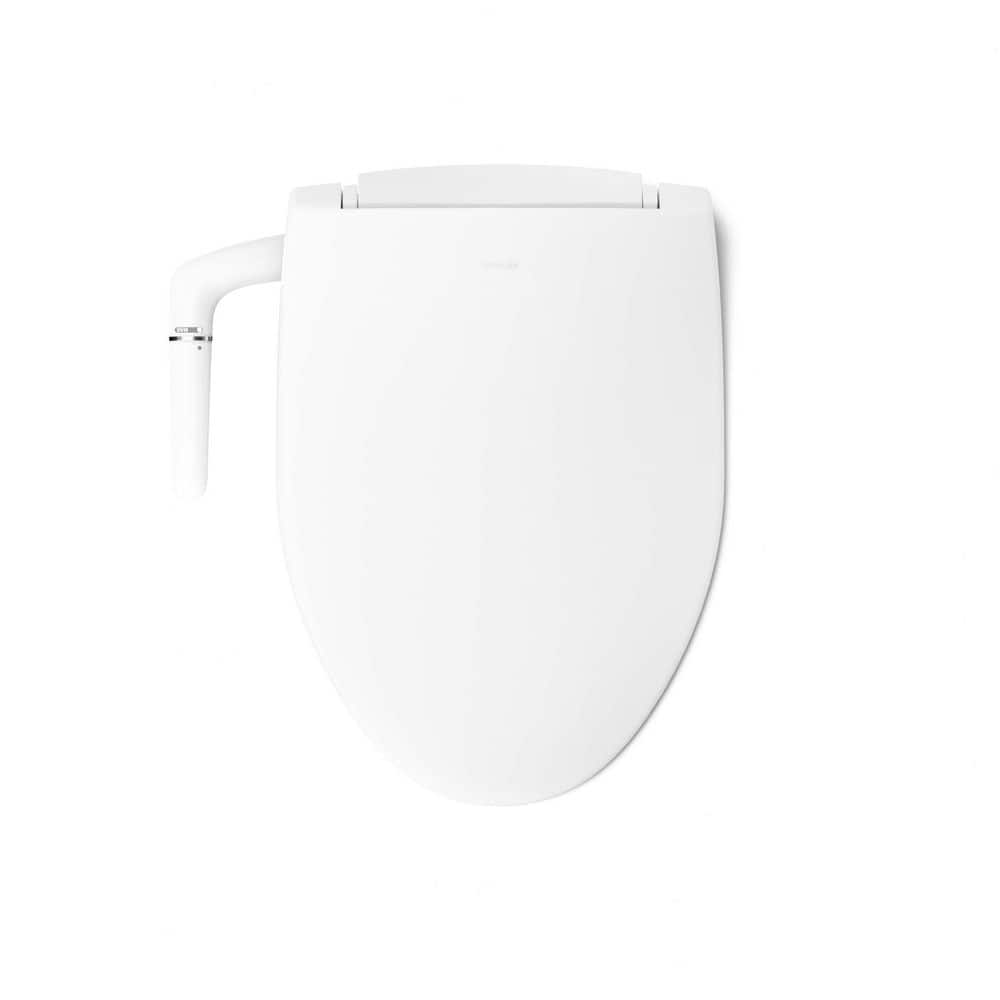 White Elongated Manual Bidet Toilet Seat with Adjustable Spray