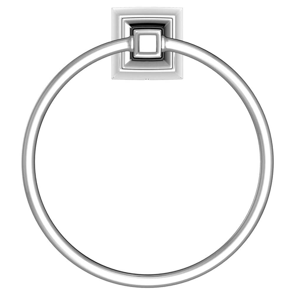 Polished Chrome Wall Mounted Towel Ring with Architectural Detailing
