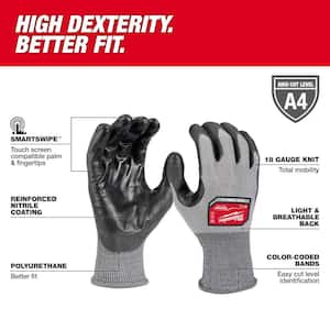 Large High Dexterity Cut 4 Resistant Polyurethane Dipped Work Gloves