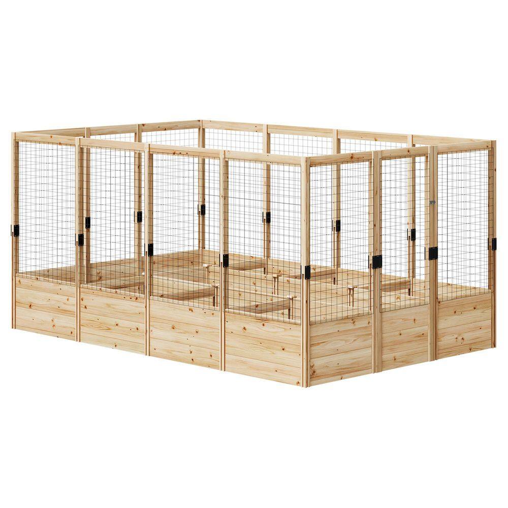 8 ft. x 12 ft. x 6 ft. Wooden Raised Garden Bed with Netting for Gardening for Outdoor Natural Wood Finish price history on PriceWatchPro