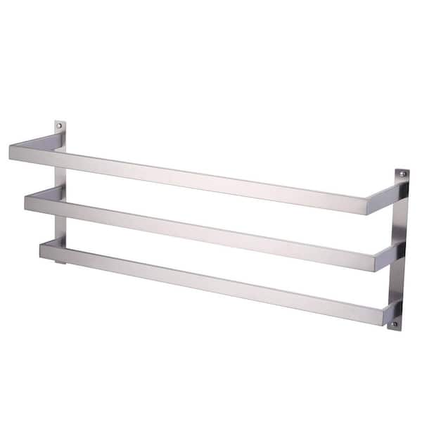 32 in. Wall Mount Stainless Steel 3-Tier Bathroom Towel Rack Towel Rod Holder in Brushed Nickel