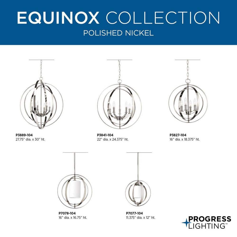 Equinox Polished Nickel 4-Light Globe Pendant