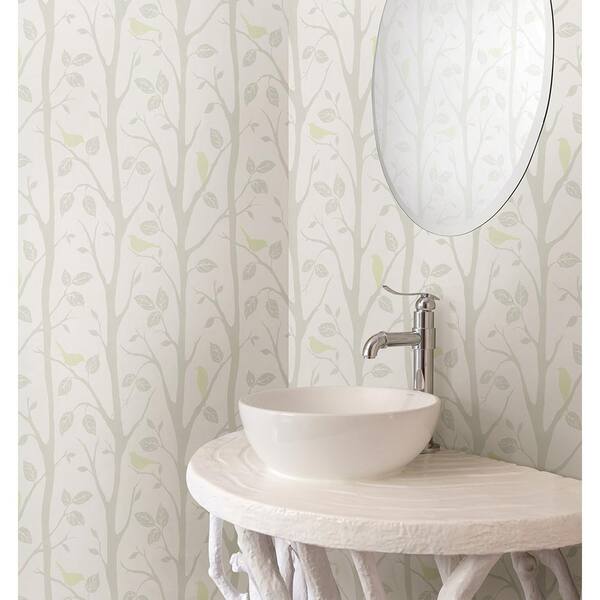 Brewster Corwin Light Green Bird Branches Vinyl Peelable Wallpaper (Covers sq. ft.) 2532-20445 - The Home Depot Brewster Corwin Light Green Bird Branches Vinyl Peelable Wallpaper (Covers sq. ft.) 2532-20445 - The Home Depot