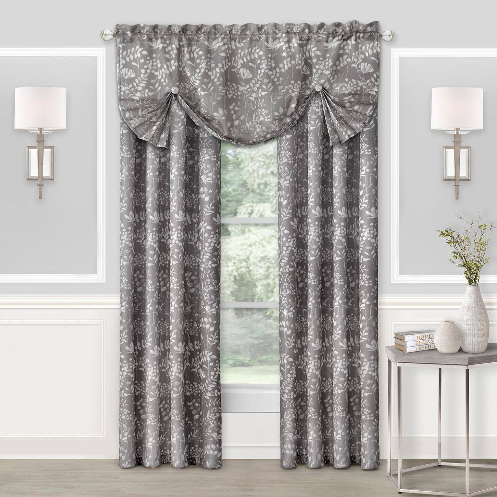 Gray Polyester Light Filtering Rod Pocket Valance