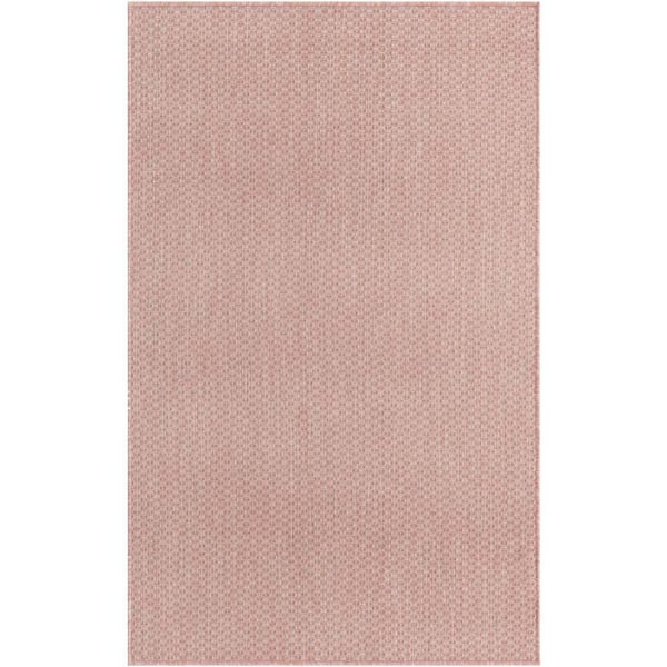 Unique Loom Outdoor Solid Whisper Pink 3 ft. 3 in. x 5 ft. 3 in. Area Rug
