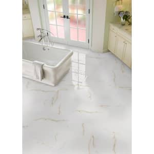 Take Home Tile Sample - Aria Bianco 4 in. x 4 in. Polished Porcelain Floor and Wall Tile