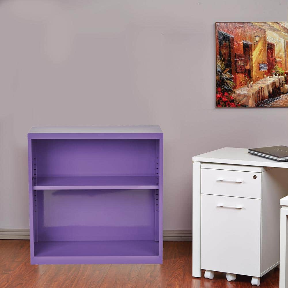 Adjustable Purple Metal 31" Bookcase with Shelves