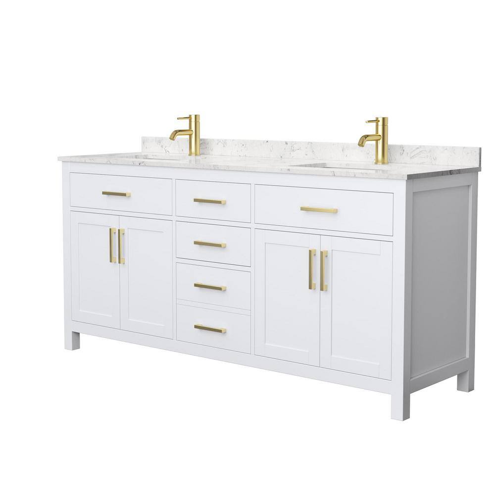 Beckett 72" White Double Vanity with Carrara Marble Top