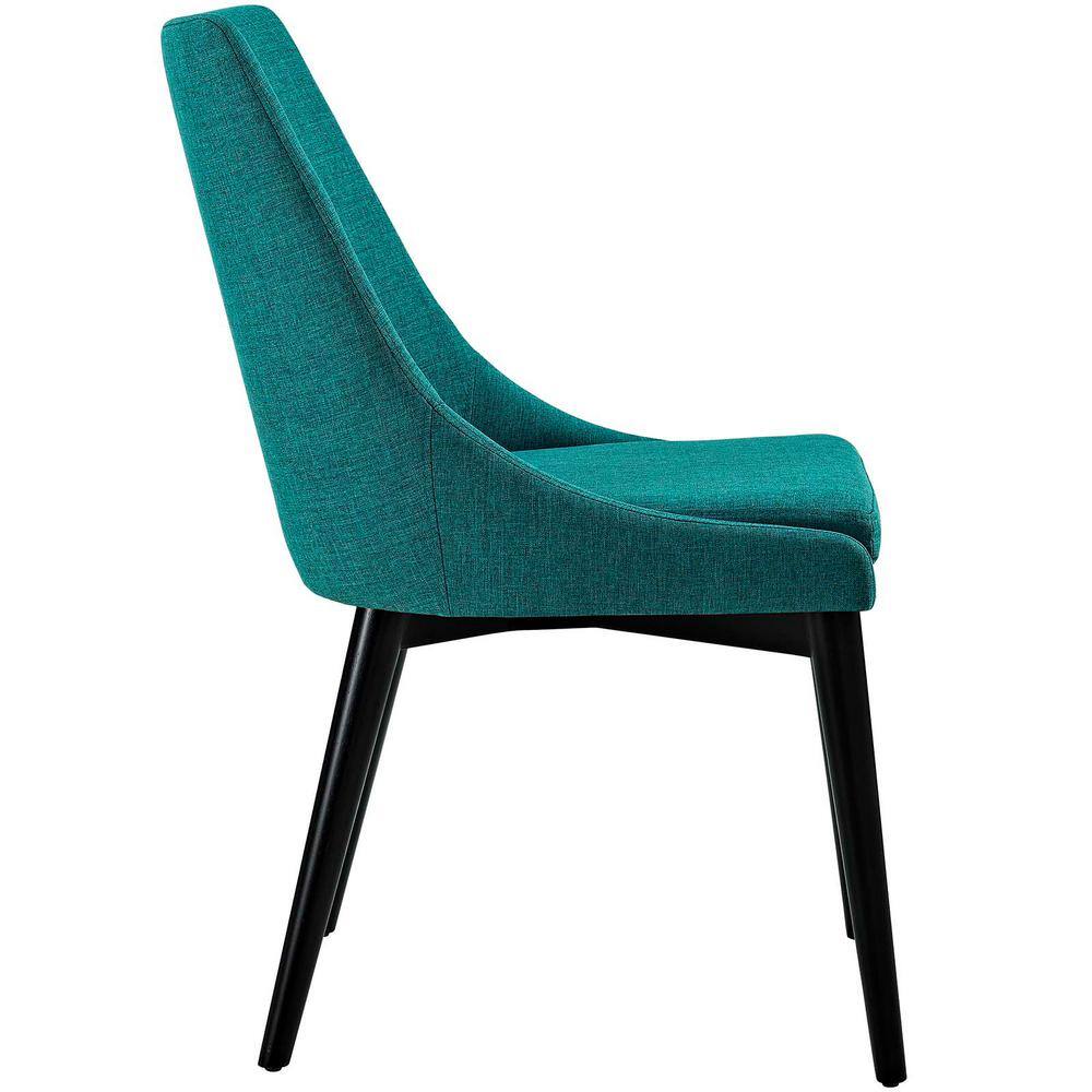 High Parsons Teal Upholstered Side Chair with Wood Legs