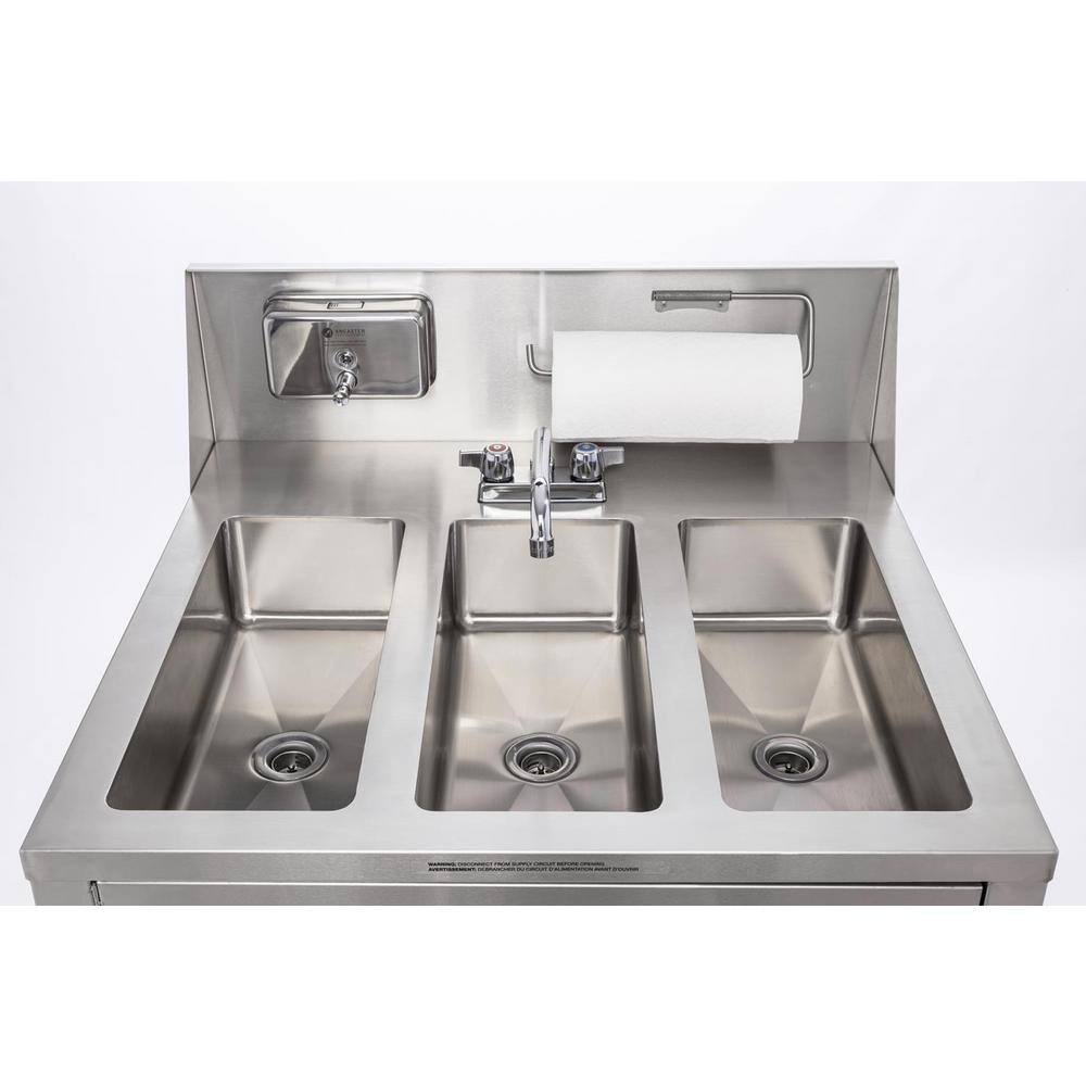32'' Stainless Steel Freestanding Triple Basin Utility Sink