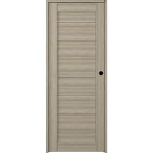 Ermi 18 in. x 80 in. Left-Handed Solid Shambor Wood Composite Single Prehung Interior Door