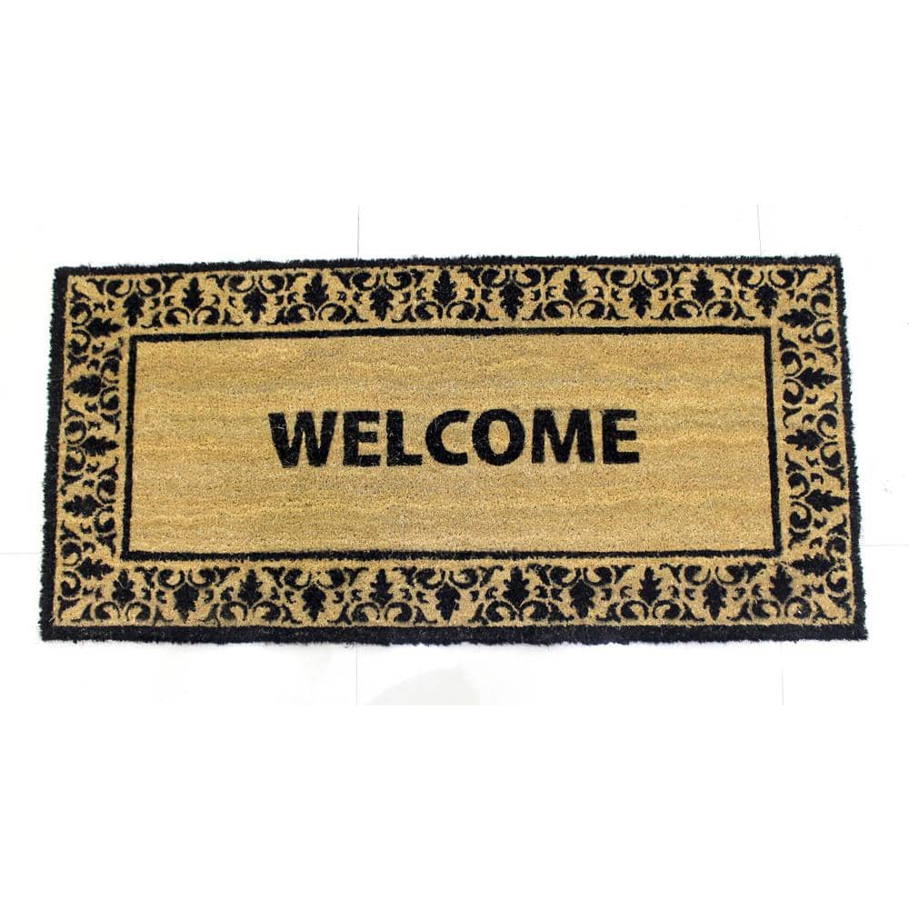 Welcome Natural 22 in. W x 47 in. L  Coir Non-Slip Indoor Outdoor Door Mat