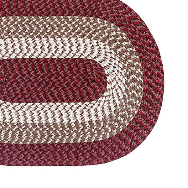 Alpine Collection 3-Piece Burgundy Stripe Braided Rug Set - (36" x 54" : 18" x 54" : 18" x 28")
