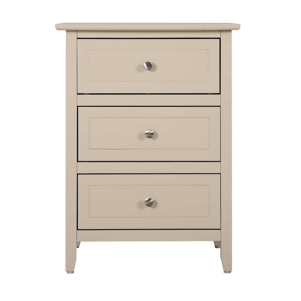 Daniel Beige 3-Drawer Solid Wood Nightstand